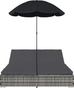 Prolenta Premium - Loungebed Met Parasol Poly Rattan Grijs -Tuingereedschap Serie Winkel 1011x1200