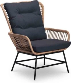 BUITEN Living Dex Wicker Loungestoel Tuin Incl. Wicker Voetenbank | Wicker + Aluminium | Bamboe Antraciet -Tuingereedschap Serie Winkel 1025x1200 1