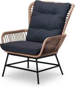 BUITEN Living Dex Wicker Loungestoel Tuin | Wicker + Aluminium | Bamboe Antraciet -Tuingereedschap Serie Winkel 1025x1200 3