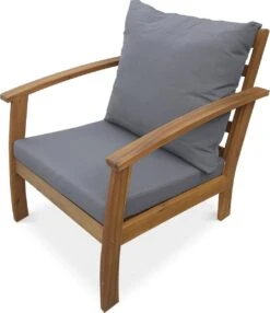 Houten Loungeset 4 Plaatsen - Ushuaïa - Grijs Kussens, Bank, Fauteuils En Lage Tafel Van Acacia, Design -Tuingereedschap Serie Winkel 1036x1200 3