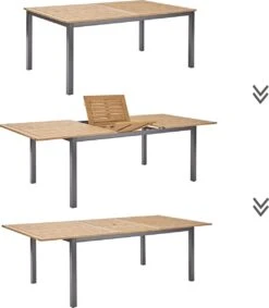 NATERIAL - Uitschuifbare Tuintafel ORIS - Uitschuifbare Tafel Voor 6 Tot 8 Personen - 180-240x100 Cm - Aluminium - Hout Eucalyptus -Tuingereedschap Serie Winkel 1049x1200