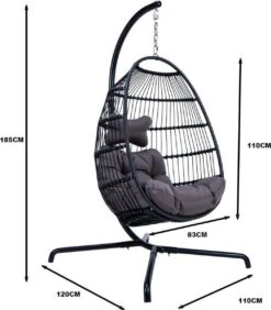 Merkloos Hangstoel Norway - Zwart Wicker & Touw Luxe Egg Hangstoel Met Dikke Antraciete Kussens Met Frame - Inklapbare Basket 10 Merkloos Hangstoel Norway - Zwart Wicker & Touw Luxe Egg Hangstoel Met Dikke Antraciete Kussens Met Frame - Inklapbare Basket -Tuingereedschap Serie Winkel 1050x1200 2