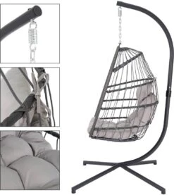 Pro Garden Lowander Hangstoel Egg 191x126x126- Schommelstoel Met Rattan Cocoon En Robuust Stalen Standaard Incl. Kussens - Volledig Inklapbaar - Lichtgrijs 26 Pro Garden Lowander Hangstoel Egg 191x126x126- Schommelstoel Met Rattan Cocoon En Robuust Stalen Standaard Incl. Kussens - Volledig Inklapbaar - Lichtgrijs -Tuingereedschap Serie Winkel 1069x1200 1
