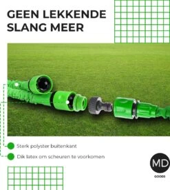 Uitrekbare Tuinslang Tot 15 Meter Van MD-goods ® - Tuinsproeier - Tuin Besproeien - Waterslang - Sproeikop - Groen - Flexibel Elastisch -Tuingereedschap Serie Winkel 1074x1200 2