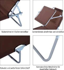 Outsunny Ligstoel Ligbank Voor Buiten Ligstoel Voor Op Het Strand Inklapbaar Met Zonnedak 3 Kleuren 84B-001 -Tuingereedschap Serie Winkel 1086x1200 3