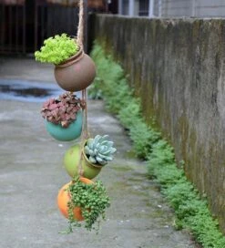 Plantenhangers - 4 Bloempotjes Aan Een Touw - Hangpotten Voor Binnen En Buiten - Hangpot Schutting - 4 Kleuren Incl. Touw -Tuingereedschap Serie Winkel 1090x1200 6