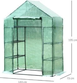 Merkloos Kweekkas - Tuinkas - Foliekas - Folie Kas - Broeikas - Kweektent - Plantenkas - Met Schappen - 143 X 73 X 195 Cm - Groen -Tuingereedschap Serie Winkel 1108x1200 4
