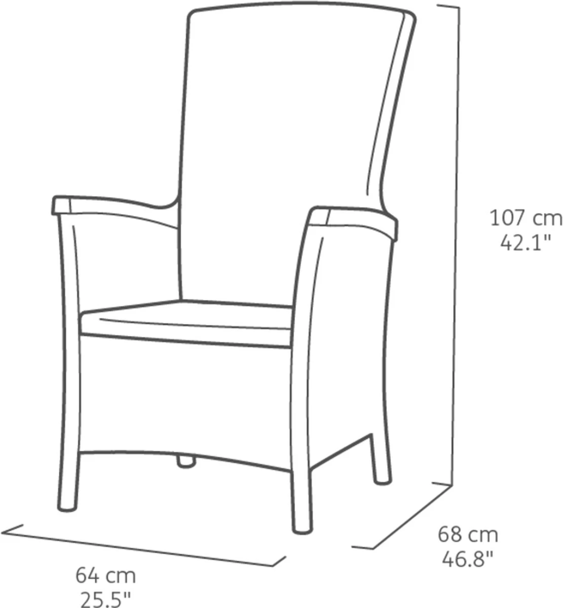 Allibert Vermont Verstelbare Tuinstoel - 64x68x107cm - Grafiet 6 Allibert Vermont Verstelbare Tuinstoel - 64x68x107cm - Grafiet - Afbeelding 4