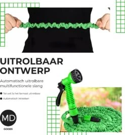 Uitrekbare Tuinslang Tot 15 Meter Van MD-goods ® - Tuinsproeier - Tuin Besproeien - Waterslang - Sproeikop - Groen - Flexibel Elastisch -Tuingereedschap Serie Winkel 1114x1200 5