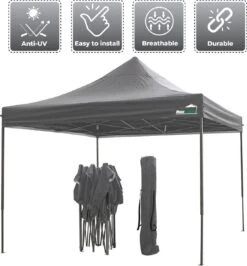 MaxxGarden Easy-up Partytent - 3x3m - Standaard - Waterdicht - Opvouwbaar - Inclusief Draagtas - Antraciet 13 MaxxGarden Easy-up Partytent - 3x3m - Standaard - Waterdicht - Opvouwbaar - Inclusief Draagtas - Antraciet -Tuingereedschap Serie Winkel 1115x1200 4
