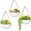 Plantenhanger Keramiek – Set Van 3 – Wit Steen- Hangpot – Hangende Bloempot Plantenpot - 3 Verschillende Koorden - 18 X 11 X 7 Cm -Tuingereedschap Serie Winkel 1116x1200 4