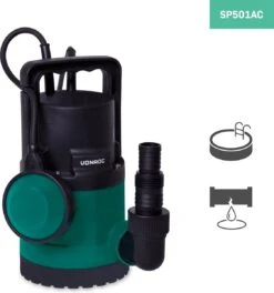 VONROC Dompelpomp/Waterpomp 300W - 6500l/h - Voor Schoon En Licht Vervuild Water - Met Vlotter -Tuingereedschap Serie Winkel 1123x1200 4