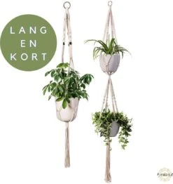 Plantenhanger Macrame Set Van 2 - Plantenhanger Met Ruimte Voor 3 Potten - Luxe Gevlochten Touw 100% Katoen - Duurzaam - Plantenbakken - Bloempotten - Macramé Stijl Hanger Voor Bloempotten - Hangpot - Fienosa -Tuingereedschap Serie Winkel 1131x1200 12