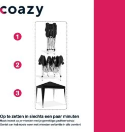 Coazy Waterdichte Partytent 3x3 Meter Opvouwbaar - Paviljoen - Easy Up - Pop-up Tent Met Haringen, Touw En Anti Slip Poten - Waterdicht - Partytenten Weerbestendig -Tuingereedschap Serie Winkel 1131x1200 8