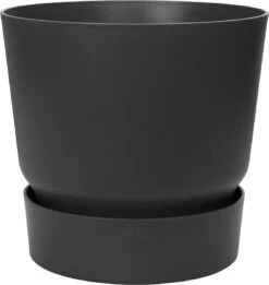 Elho Greenville Rond 30 - Grote Bloempot Voor Buiten - Gemaakt Van Gereycled Plastic - Ø 29.5 X H 27.8 Cm - Living Black