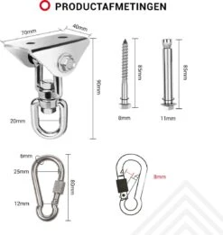 Ophangsysteem - Plafondhaak RVS - Ophanghaak TRX - Hangstoel Buiten - Hangstoel Binnen – Schommelstoel - Schommel - Bokszakken - RVS - 300kg -Tuingereedschap Serie Winkel 1137x1200 2