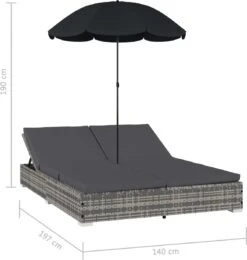 Prolenta Premium - Loungebed Met Parasol Poly Rattan Grijs -Tuingereedschap Serie Winkel 1139x1200 3