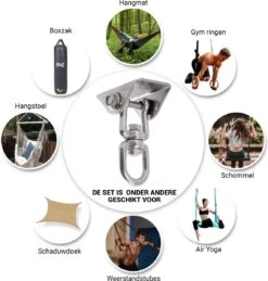 Ophangsysteem - Plafondhaak RVS - Ophanghaak TRX - Hangstoel Buiten - Hangstoel Binnen – Schommelstoel - Schommel - Bokszakken - RVS - 300kg -Tuingereedschap Serie Winkel 1146x1200 3