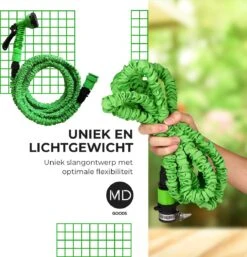 Uitrekbare Tuinslang Tot 15 Meter Van MD-goods ® - Tuinsproeier - Tuin Besproeien - Waterslang - Sproeikop - Groen - Flexibel Elastisch -Tuingereedschap Serie Winkel 1154x1200 4