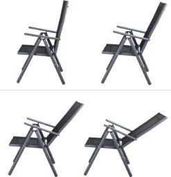 Tuinset 4 + 1 Klapstoelen Tuintafel – Aluminium 80x80cm - Grijs -Tuingereedschap Serie Winkel 1156x1200 1