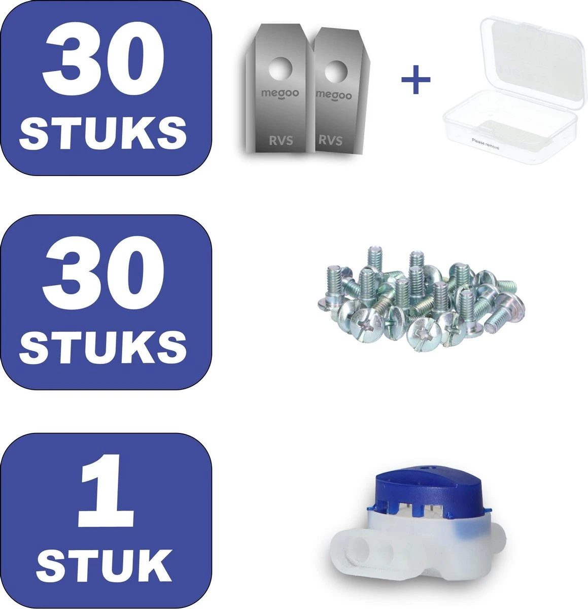 Mesjes Voor Gardena Robotmaaier - Husqvarna Automower - 30st - RVS Coated - Plastic Box + CONNECTOR 4 Mesjes Voor Gardena Robotmaaier - Husqvarna Automower - 30st - RVS Coated - Plastic Box + CONNECTOR - Afbeelding 2