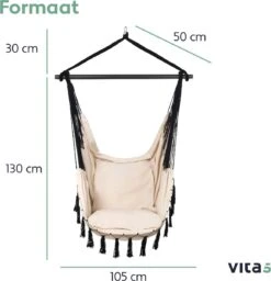 Vita5 XXL Hangstoel | Binnen&Buiten Hangnest | Incl. 2 Kussens En Boekenvak | Volwassenen&Kinderen | Hangmatstoel Tot 225kg | Beige -Tuingereedschap Serie Winkel 1159x1200 8