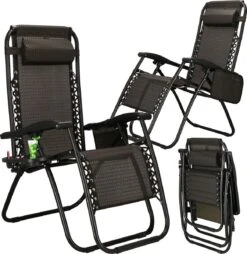 Springos Tuinstoel | Ligstoel | Opvouwbaar | Verstelbaar | Ergonomische Hoofdsteun | Bruin / Zwart -Tuingereedschap Serie Winkel 1166x1200 3