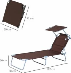 Outsunny Ligstoel Ligbank Voor Buiten Ligstoel Voor Op Het Strand Inklapbaar Met Zonnedak 3 Kleuren 84B-001 -Tuingereedschap Serie Winkel 1166x1200 4