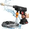 Merkloos Elektrische Accu-Hogedrukreiniger - 1.2mpa - Multifunctioneel Mondstuk - Draagbaar Oplaadbaar Snoerloos - Reinigingsspuitpistool - Met Rijke Accessoires - Voor Auto, Tuin, Terras, Raam - Zwart -Tuingereedschap Serie Winkel 1168x1200