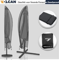 Volcan Parasolhoes Voor Zweefparasol - Tot 300cm - Waterdicht - Oxford 420D - Met Rits, Trekkoord En Stok - Zwart -Tuingereedschap Serie Winkel 1174x1200 4