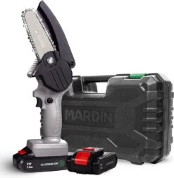 Mardin Mini Kettingzaag - Snoeizaag - Kettingzaag - Kettingzaag Electrisch Met 2 Accu - Inclusief Koffer - 1 Extra Accu - Grijs