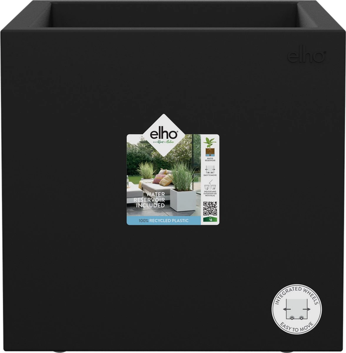 Elho Vivo Next Vierkant 30 - Plantenbak Voor Binnen & Buiten - Ø 29.5 X H 29.5 Cm - Zwart/Living Black 9 Elho Vivo Next Vierkant 30 - Plantenbak Voor Binnen & Buiten - Ø 29.5 X H 29.5 Cm - Zwart/Living Black - Afbeelding 7