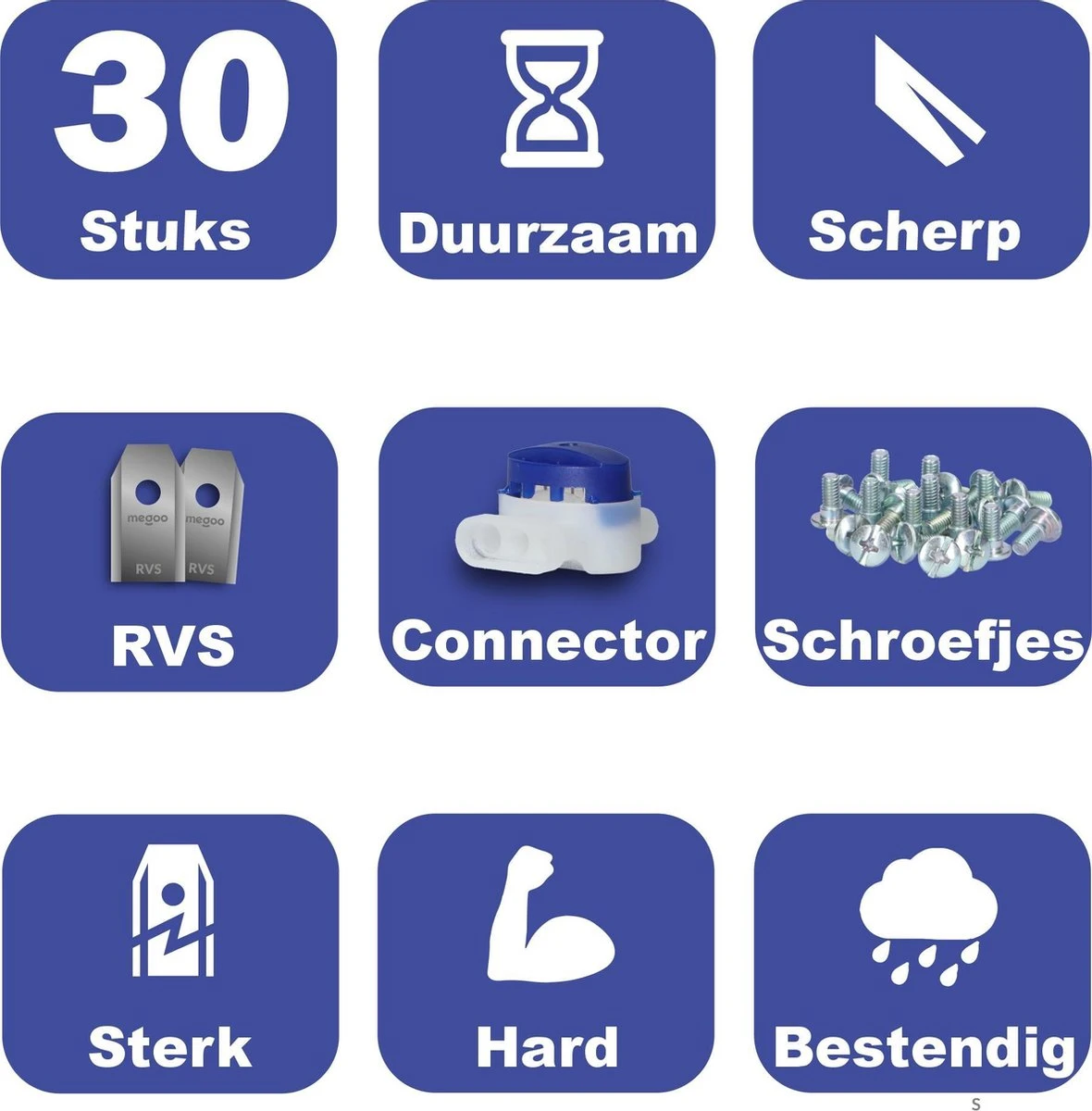 Mesjes Voor Gardena Robotmaaier - Husqvarna Automower - 30st - RVS Coated - Plastic Box + CONNECTOR 6 Mesjes Voor Gardena Robotmaaier - Husqvarna Automower - 30st - RVS Coated - Plastic Box + CONNECTOR - Afbeelding 4