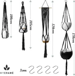 4 Stuks Luxe Macrame Plantenhangers - Boho Handgeweven Katoen Hangpot Voor Binnen/Buiten - Hangende Bloempot Met Kralen - Macramé Touw/Koord Hangplant Houder - Bohemian Wandhanger Decoratie - Plant Hanger - Verticale Tuin Bloempothouder Planthanger -Tuingereedschap Serie Winkel 1181x1200 7