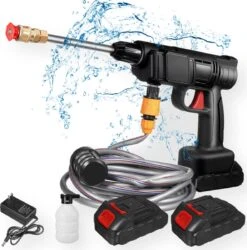 Merkloos Drillpro Elektrische Accu - Hogedrukreiniger - 30Bar - Multifunctioneel Mondstuk - Draagbaar Oplaadbaar Snoerloos - Zwart