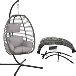 Pro Garden Lowander Hangstoel Egg 191x126x126- Schommelstoel Met Rattan Cocoon En Robuust Stalen Standaard Incl. Kussens - Volledig Inklapbaar - Lichtgrijs 17 Pro Garden Lowander Hangstoel Egg 191x126x126- Schommelstoel Met Rattan Cocoon En Robuust Stalen Standaard Incl. Kussens - Volledig Inklapbaar - Lichtgrijs -Tuingereedschap Serie Winkel 1185x1200 11