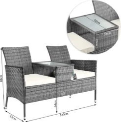 Casaria Polyrattan Tuinbank - Incl. Tafel & Kussens 7 Cm - Grijs 14 Casaria Polyrattan Tuinbank - Incl. Tafel & Kussens 7 Cm - Grijs -Tuingereedschap Serie Winkel 1185x1200 9