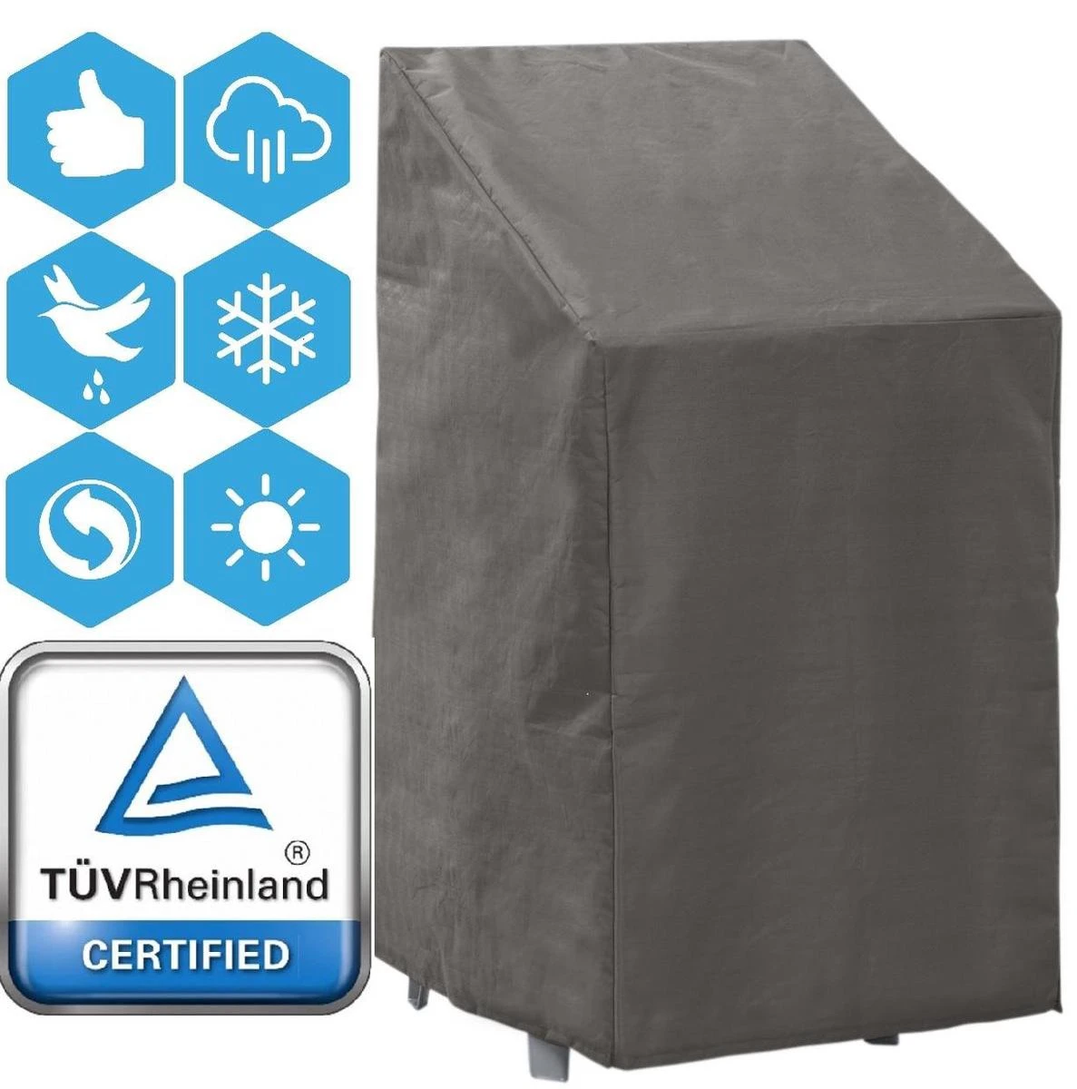 Weersbestendige Beschermhoes Stoel (4 Tot 6 Stapelstoelen) | 66 X 95 X 133/93 Cm (L) | Premium | Waterproof | TÜV Rheinland Gecertificeerd | Hoes Voor Tuin | Waterdicht | Solution Dyed (verkleuring Onmogelijk) | Grijs / Antraciet 9 Weersbestendige Beschermhoes Stoel (4 Tot 6 Stapelstoelen) | 66 X 95 X 133/93 Cm (L) | Premium | Waterproof | TÜV Rheinland Gecertificeerd | Hoes Voor Tuin | Waterdicht | Solution Dyed (verkleuring Onmogelijk) | Grijs / Antraciet - Afbeelding 7