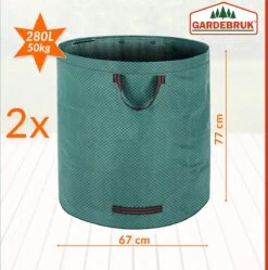 Gardebruk Tuinafvalzak - 2 Stuks 280L – 77x67cm/Opvouwbaar - Groen 12 Gardebruk Tuinafvalzak - 2 Stuks 280L – 77x67cm/Opvouwbaar - Groen -Tuingereedschap Serie Winkel 1188x1200