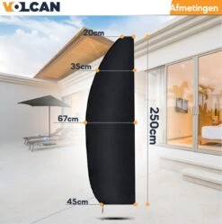 Volcan Parasolhoes Voor Zweefparasol - Tot 300cm - Waterdicht - Oxford 420D - Met Rits, Trekkoord En Stok - Zwart -Tuingereedschap Serie Winkel 1190x1200 8