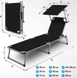 Sens Design Zonnebed - Ligbed Inklapbaar Met Zonneklep - Zwart -Tuingereedschap Serie Winkel 1191x1200 7