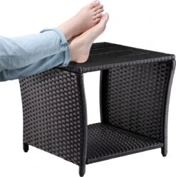 Casaria Polyrattan Bijzettafel - WPC Tafelblad 45x45x40cm – Zwart -Tuingereedschap Serie Winkel 1191x1200 8