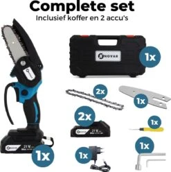 NovarGarden® Mini Kettingzaag NG1 - Met 2x Accu - Takkenzaag - Snoeizaag - Electrisch - Handzaag - Boomzaag - 21V -Tuingereedschap Serie Winkel 1193x1200 4