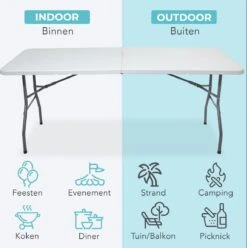 LifeGoods Klaptafel - Inklapbaar - 70x180cm - Verstelbare Vouwtafel - Weerbestendig - Wit -Tuingereedschap Serie Winkel 1193x1200 9