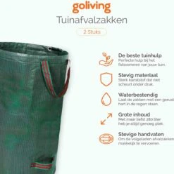 Goliving Tuinafvalzak - Set Van 2- Tuinafvalzakken Opvouwbaar - Tuinzak - Tuinafvalemmer - 2x 280 Liter - Groen -Tuingereedschap Serie Winkel 1195x1200