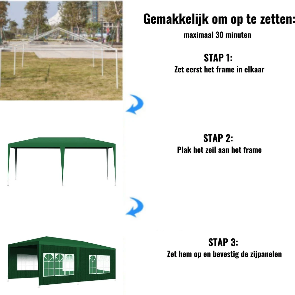 Merkloos Partytent - Paviljoen Opvouwbaar - Easy Up Tuintent Met Zijpanelen - Groen/ 6m X 3m/ 120g/m² 7 Merkloos Partytent - Paviljoen Opvouwbaar - Easy Up Tuintent Met Zijpanelen - Groen/ 6m X 3m/ 120g/m² - Afbeelding 6