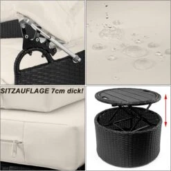 Casaria Polyrattan Zonne-Eiland Ø185cm – Incl. Kussens - Zwart Crème -Tuingereedschap Serie Winkel 1198x1200 12