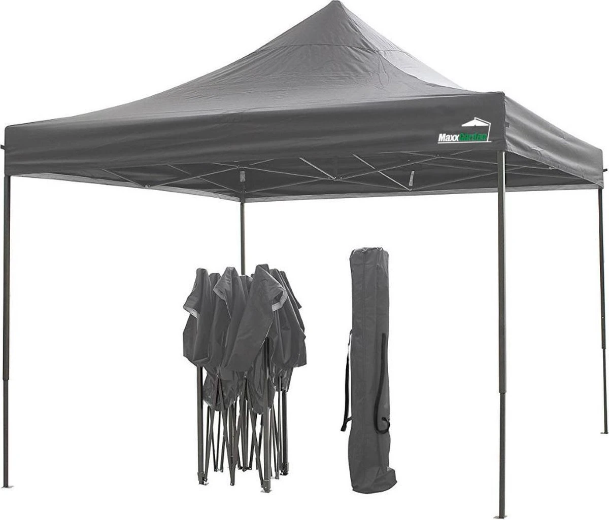 MaxxGarden Easy-up Partytent - 3x3m - Standaard - Waterdicht - Opvouwbaar - Inclusief Draagtas - Antraciet 3 MaxxGarden Easy-up Partytent - 3x3m - Standaard - Waterdicht - Opvouwbaar - Inclusief Draagtas - Antraciet