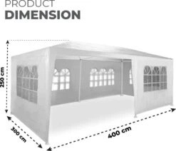 MaxxGarden Partytent - Paviljoen - 300 X 600 X 250 Cm - Met Zijwanden - Waterdicht Pro - 32mm Buizen – Wit -Tuingereedschap Serie Winkel 1200x1030 6