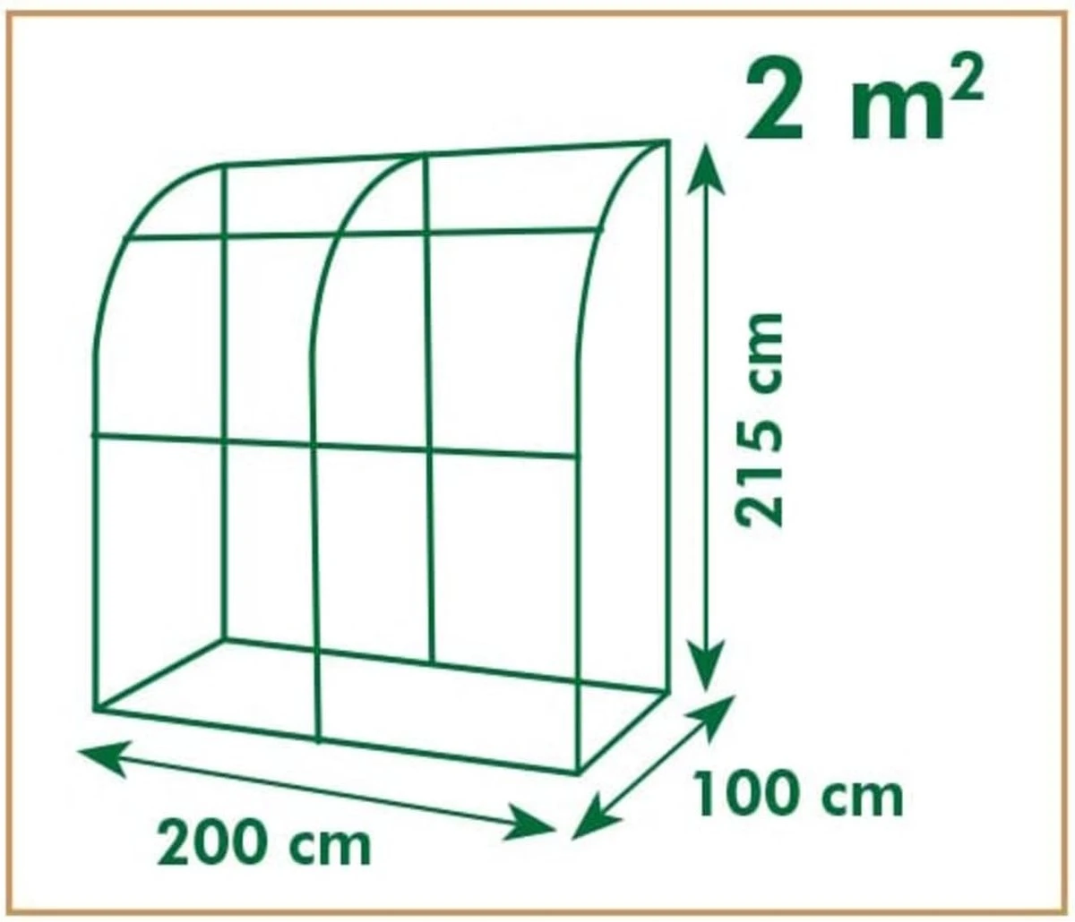 Nature - Kas - Muurkas - H215 X 200 X 100cm - Groen 6 Nature - Kas - Muurkas - H215 X 200 X 100cm - Groen - Afbeelding 4